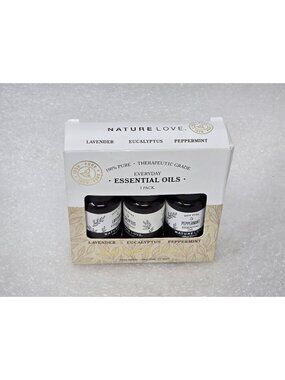Nature Love 100% Pure Essential Oils 3-Pack Lavender Eucalyptus Peppermint